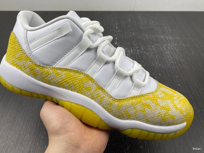 Bmlin Shoes WMNS Yellow Air Jordan 11 AH7860-107 Low Snakeskin 0825